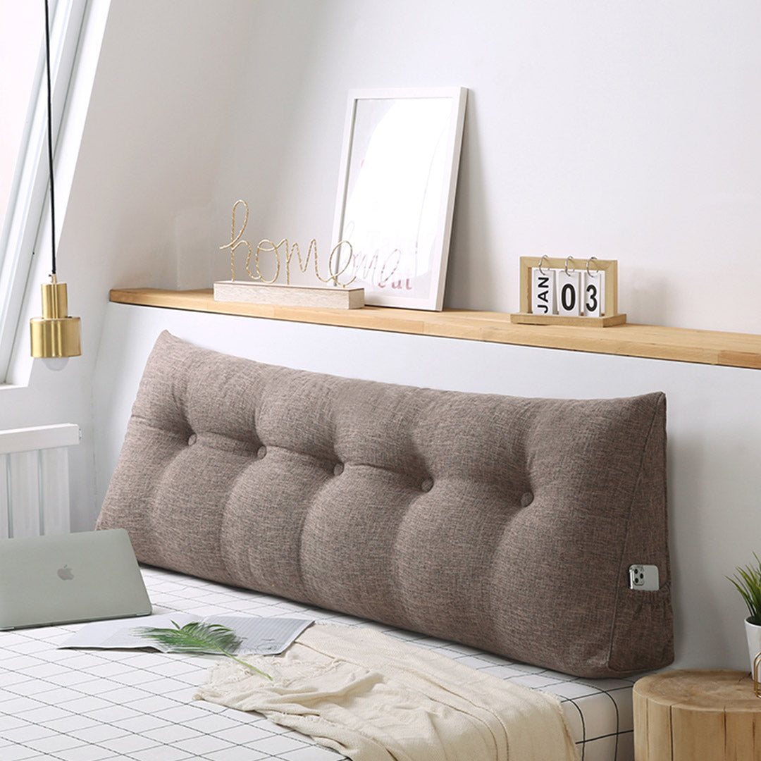 NNEAGS 120cm Coffee Triangular Wedge Bed Pillow Headboard Backrest Bedside Tatami Cushion Home Decor-1