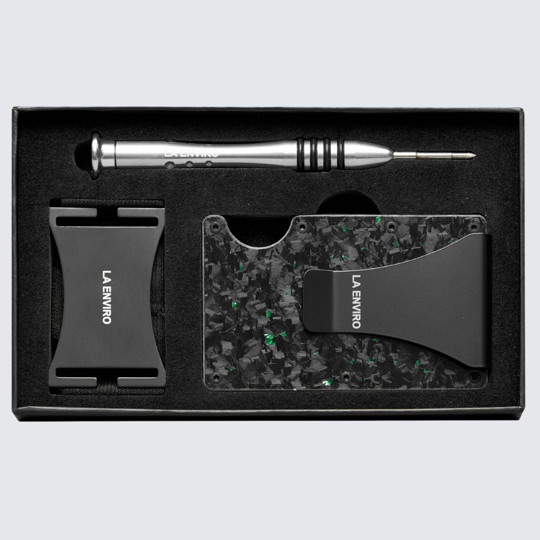 LORNE Forged Carbon Wallet I Gloss Green