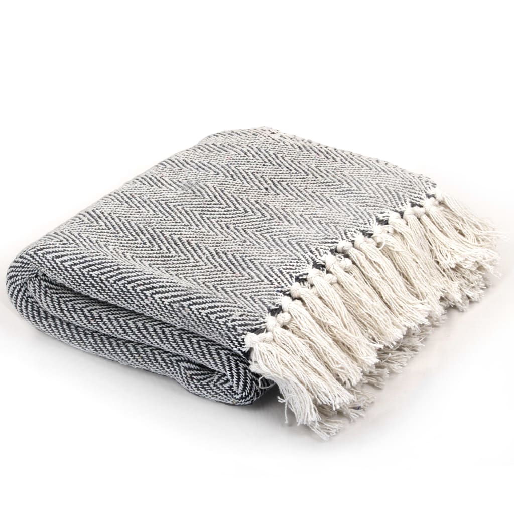 NNEVL Throw Cotton Herringbone 220x250 cm Navy Blue