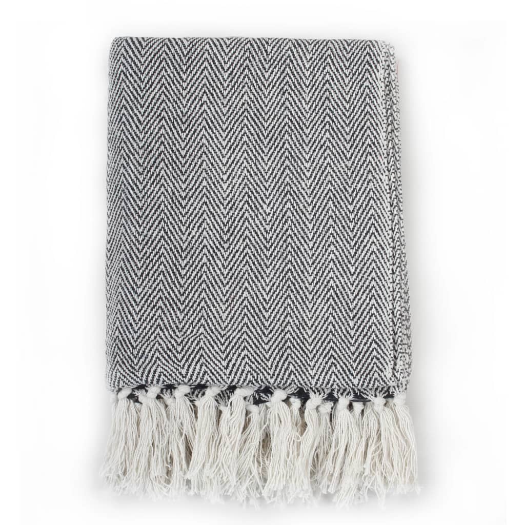 NNEVL Throw Cotton Herringbone 220x250 cm Navy Blue