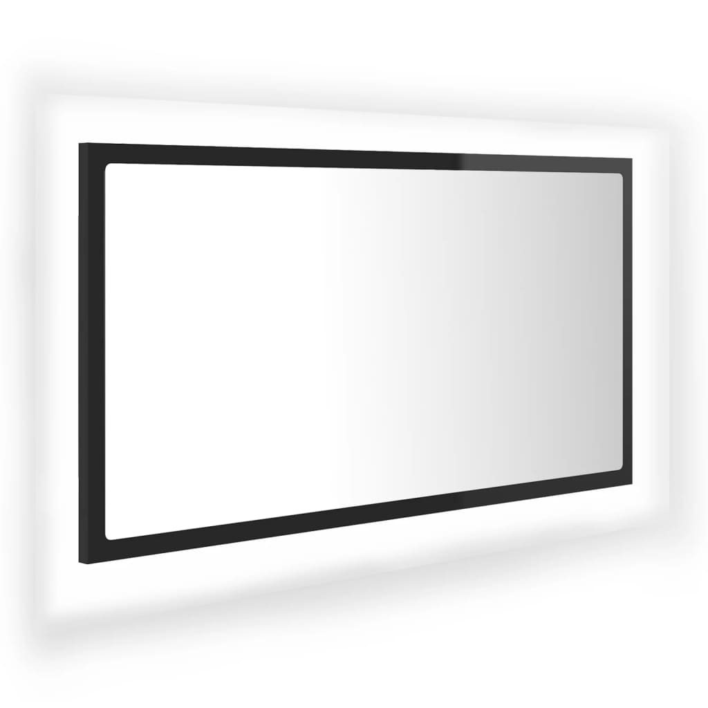 NNEVL LED Bathroom Mirror High Gloss Black 80x8.5x37 cm Chipboard-1