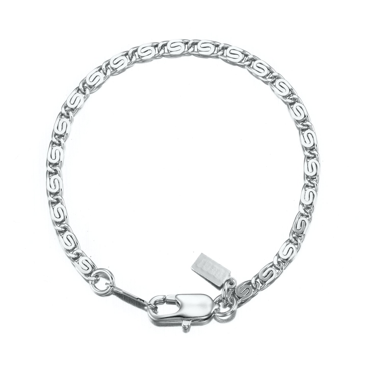 925 Sterling Silver Plated Scroll Link Child Bracelet with Parrot Clasp - USA Made-0