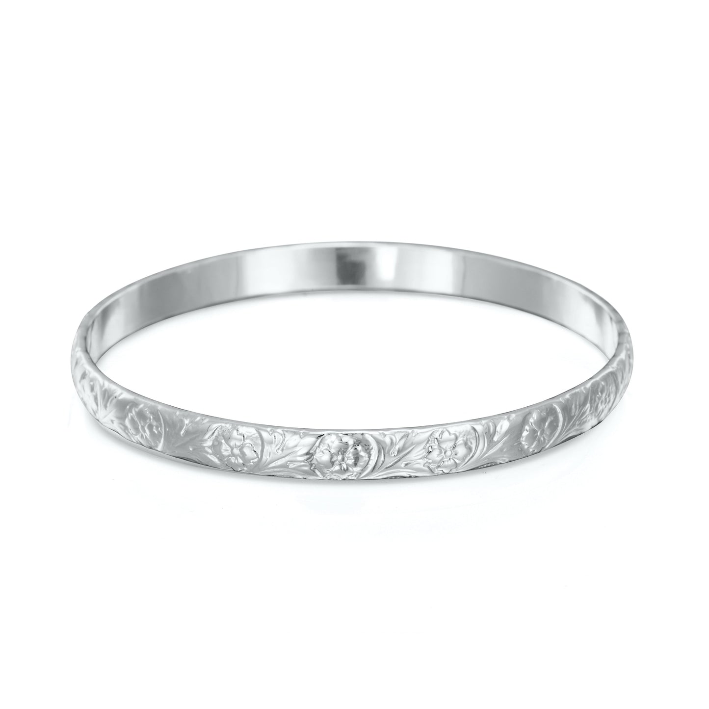 925 Sterling Silver Plated Embossed Filigree Women's Bangle - USA Made-0