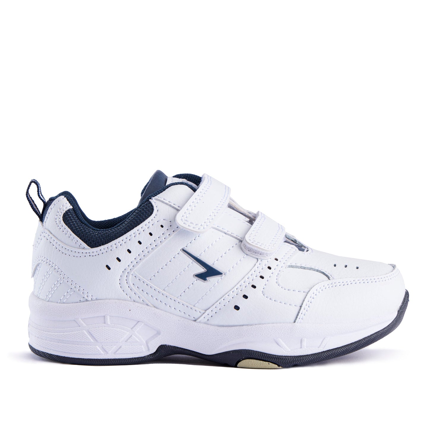Defy Junior Leather V Strap Cross Trainer - White Navy-0