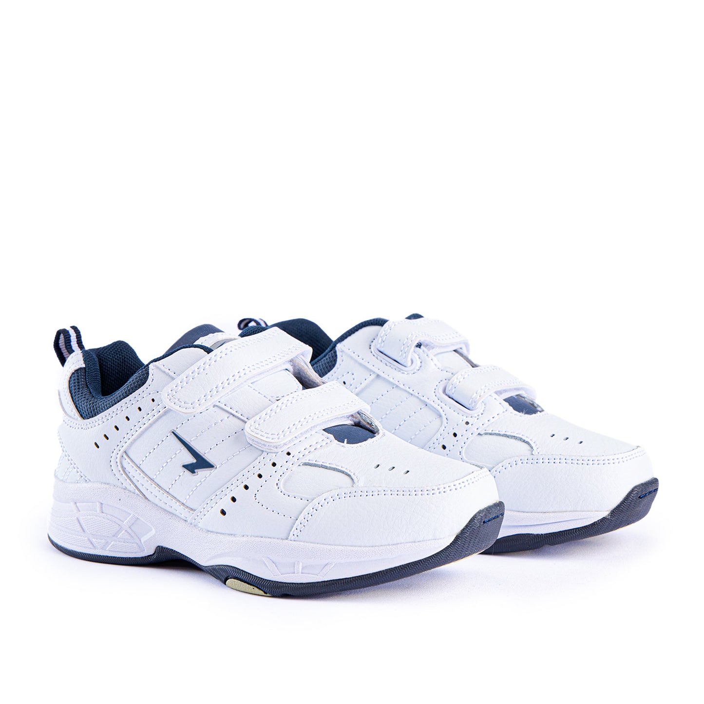 Defy Junior Leather V Strap Cross Trainer - White Navy-2