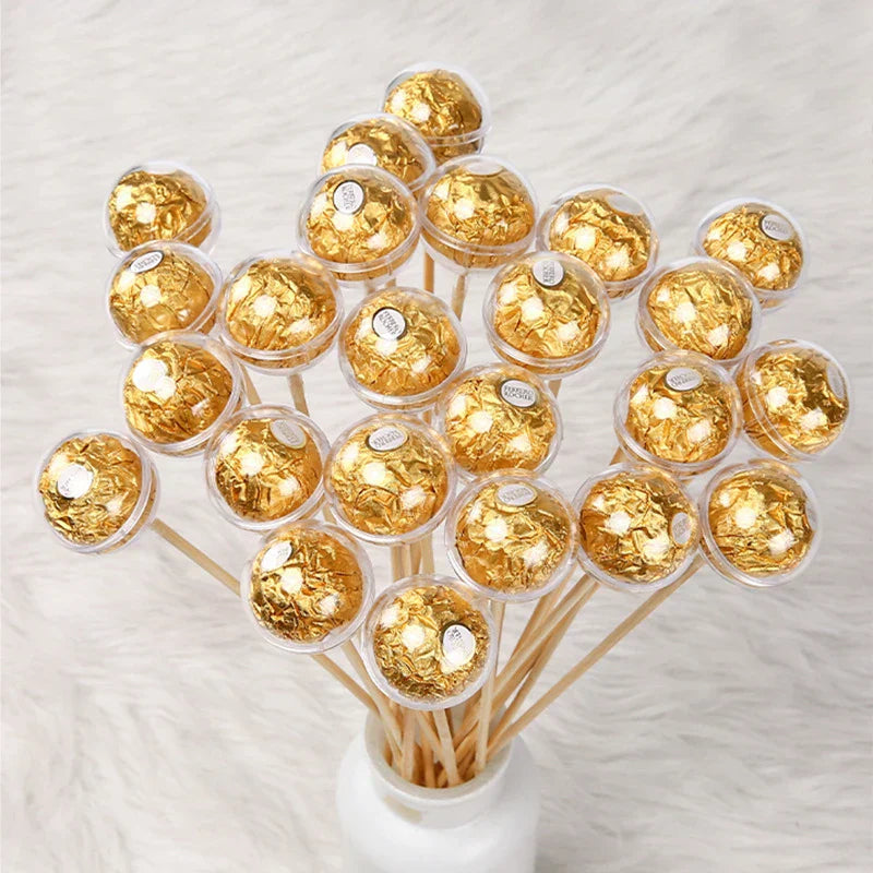50Pcs Clear Acrylic Truffle Chocolate Cups with Sticks | Elegant Candy & Chocolate Holder