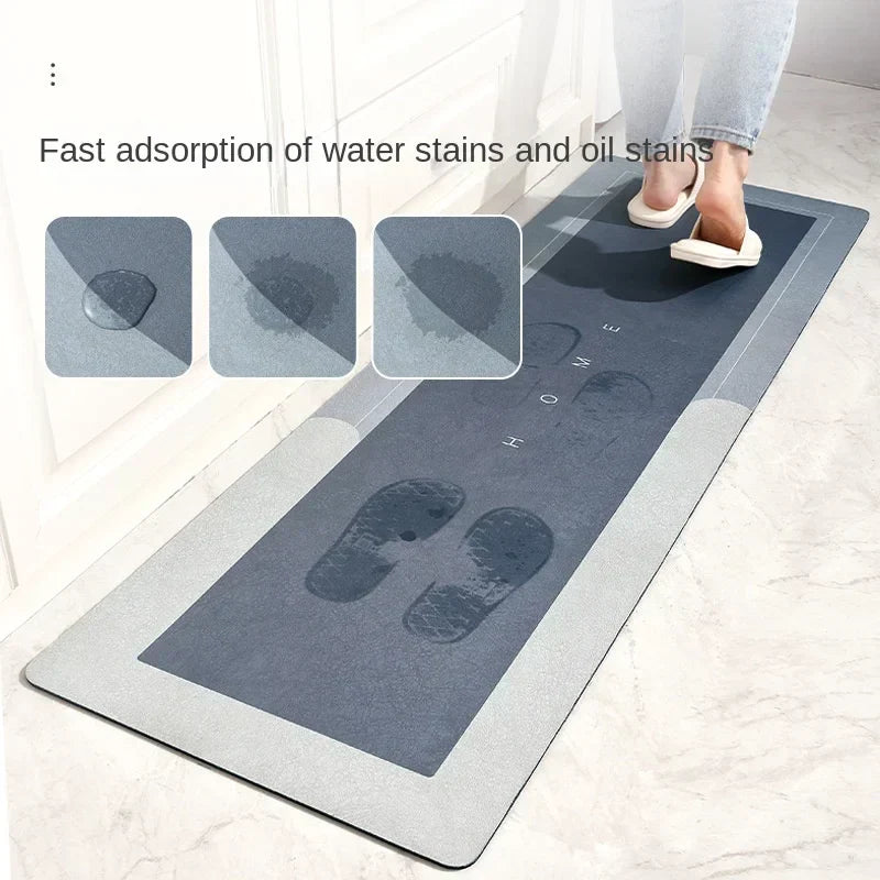 Luxury Diatom Mud Soft Rug - 50X160cm (Blue Grey)-1