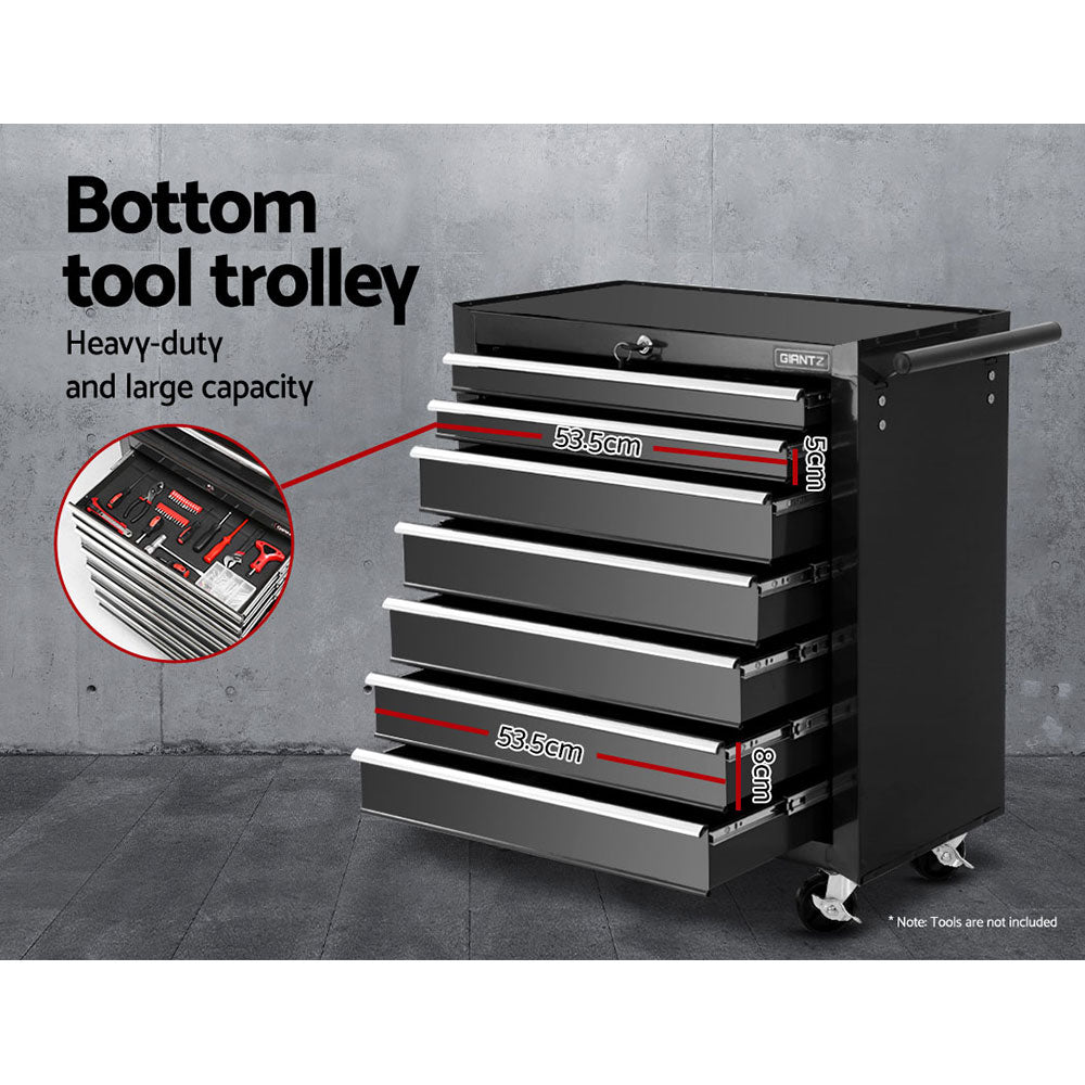 NNEDSZ 17 Drawers Tool Box Trolley Chest Cabinet Cart Garage Mechanic Toolbox Black-4