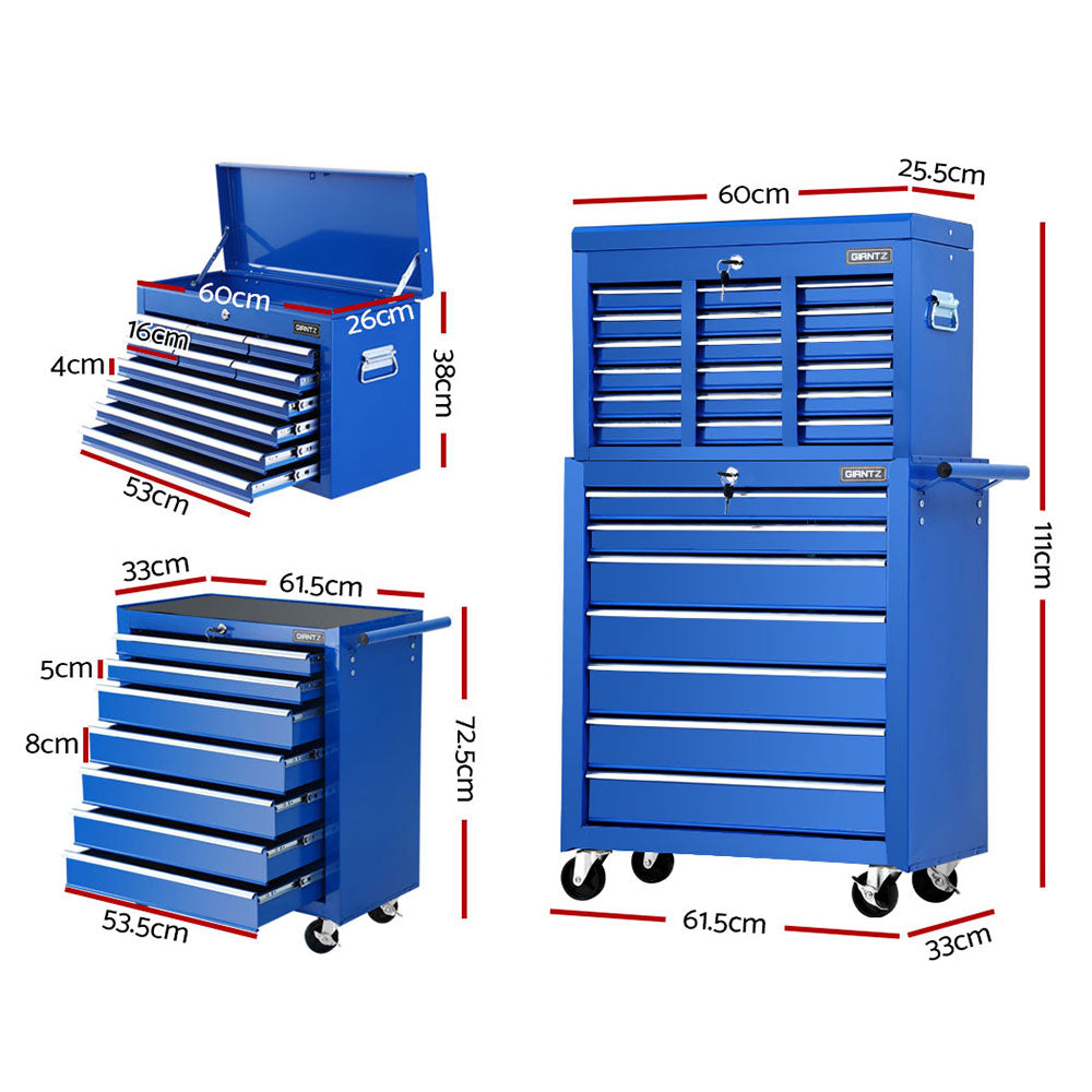 NNEDSZ 17 Drawers Tool Box Trolley Chest Cabinet Cart Garage Mechanic Toolbox Blue-1