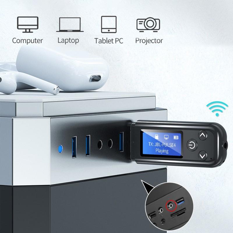 NNEIDS Lcd Bluetooth Audio Transmitter Receiver For Car Hands-Free-4