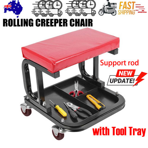 NNEDSZ Padded Rolling Creeper Garage Mechanics Roller Seat Stool Chair with Tool Tray-0