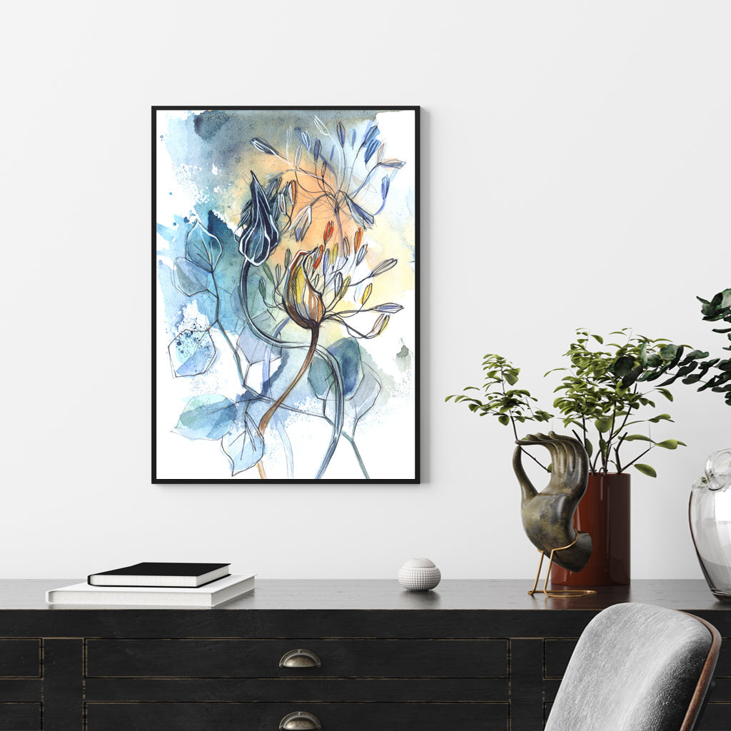 NNEDSZ Wall Art 50cmx70cm Watercolor Style Abstract Flower 3 Sets Black Frame Canvas