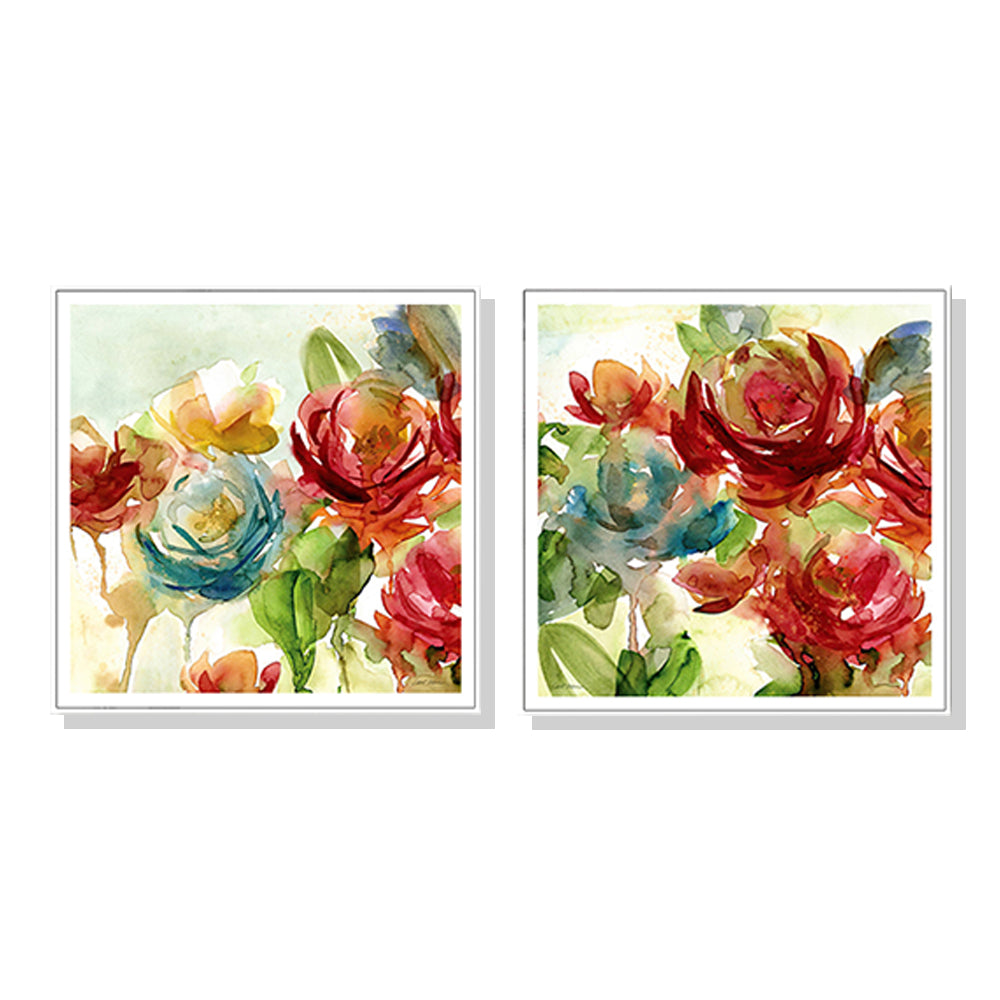 NNEDSZ Wall Art 70cmx70cm Rosewater Garden By Carol Robinson 2 Sets White Frame Canvas