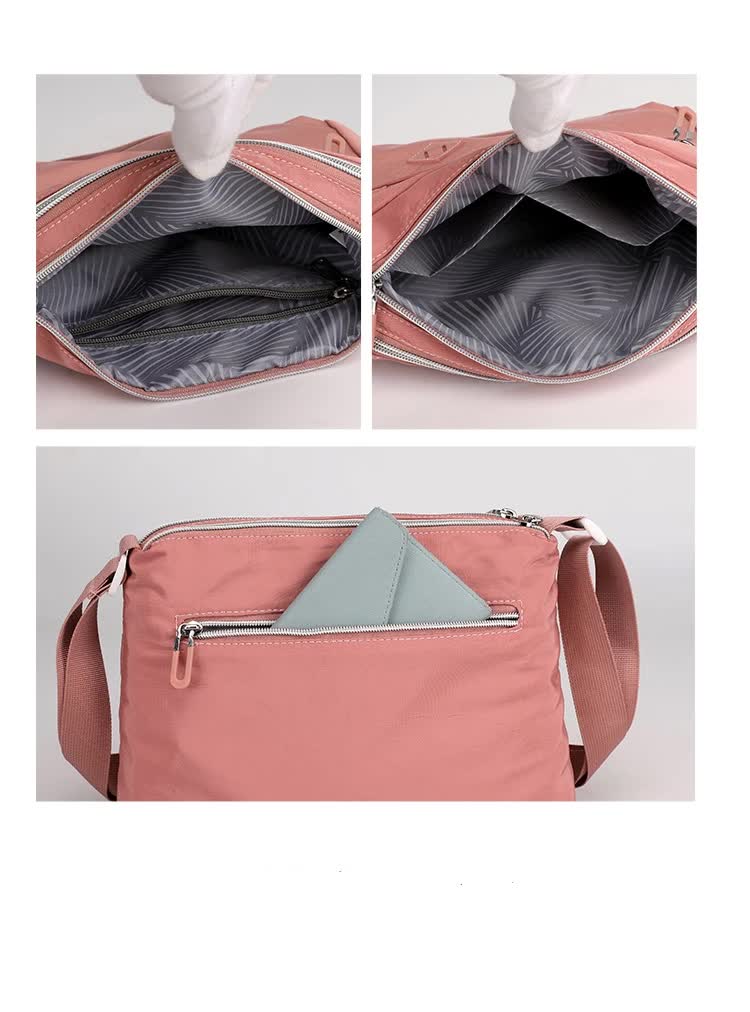 NNEDSZ Lightweight Nylon Crossbody Shoulder Bag - Dark Blue, Adjustable Strap, Multi-Pocket Design-2