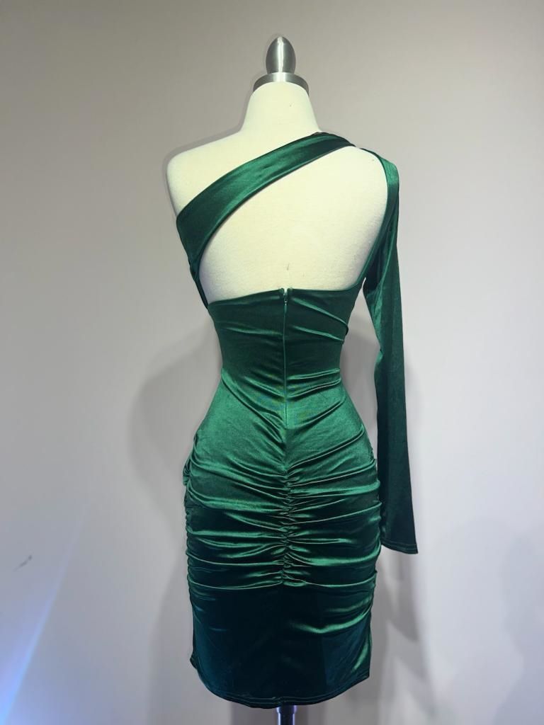 One Shoulder Satin Dress-4