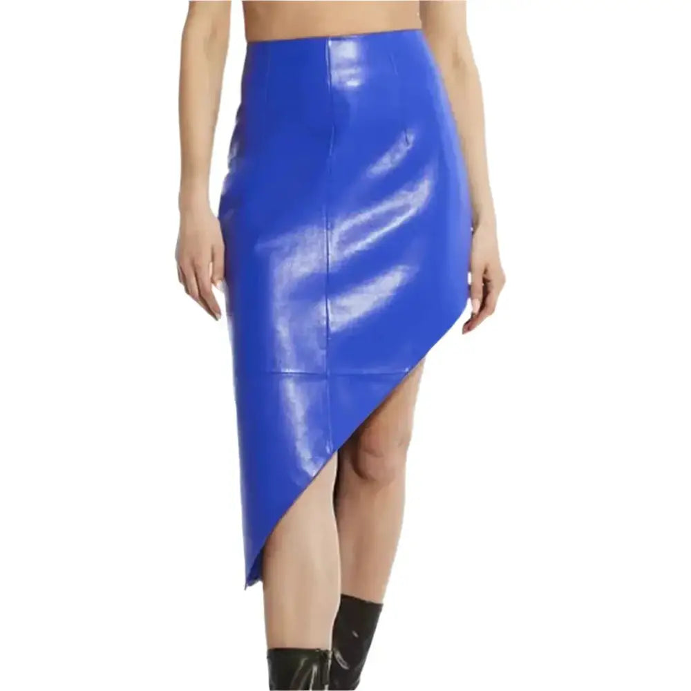 Women's Blue Leather Skirt