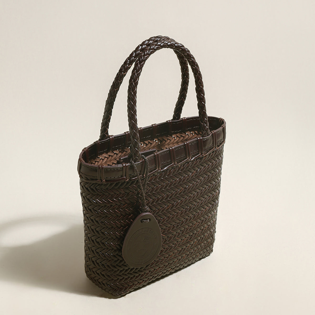 Chocolate Organic Reed Woven Basket Bag