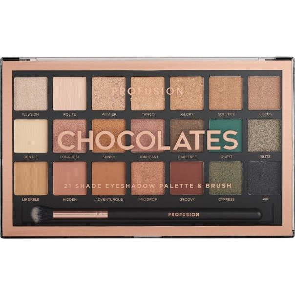 ProFusion Profusion Chocolates Eyeshadow Palette paleta 21 cieni do powiek z pędzelkiem (656497161962)