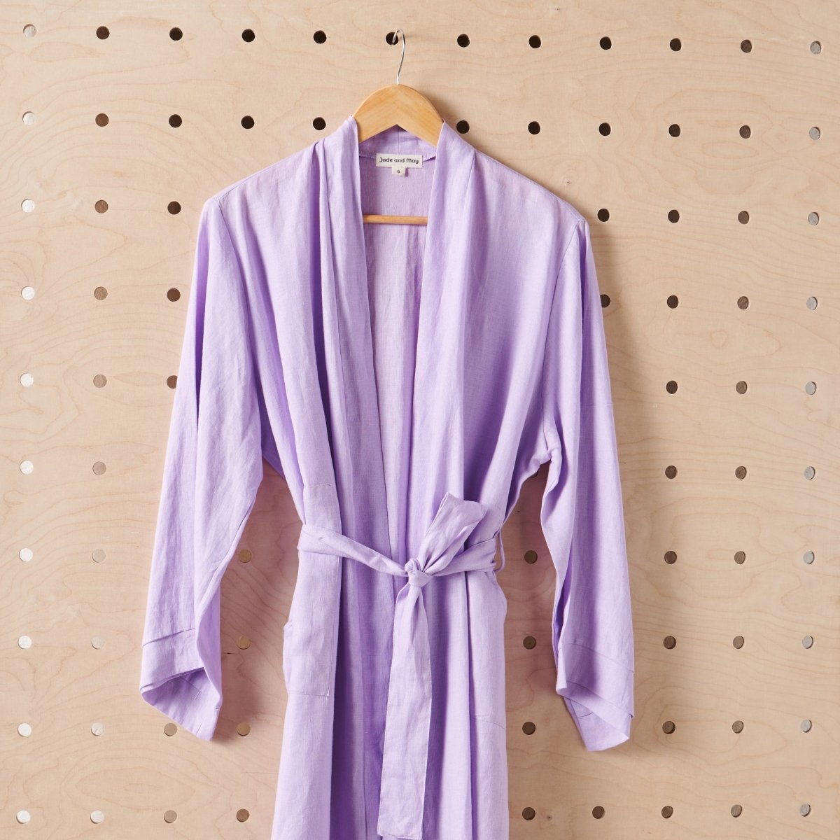 Long Linen Bathrobe in Purple