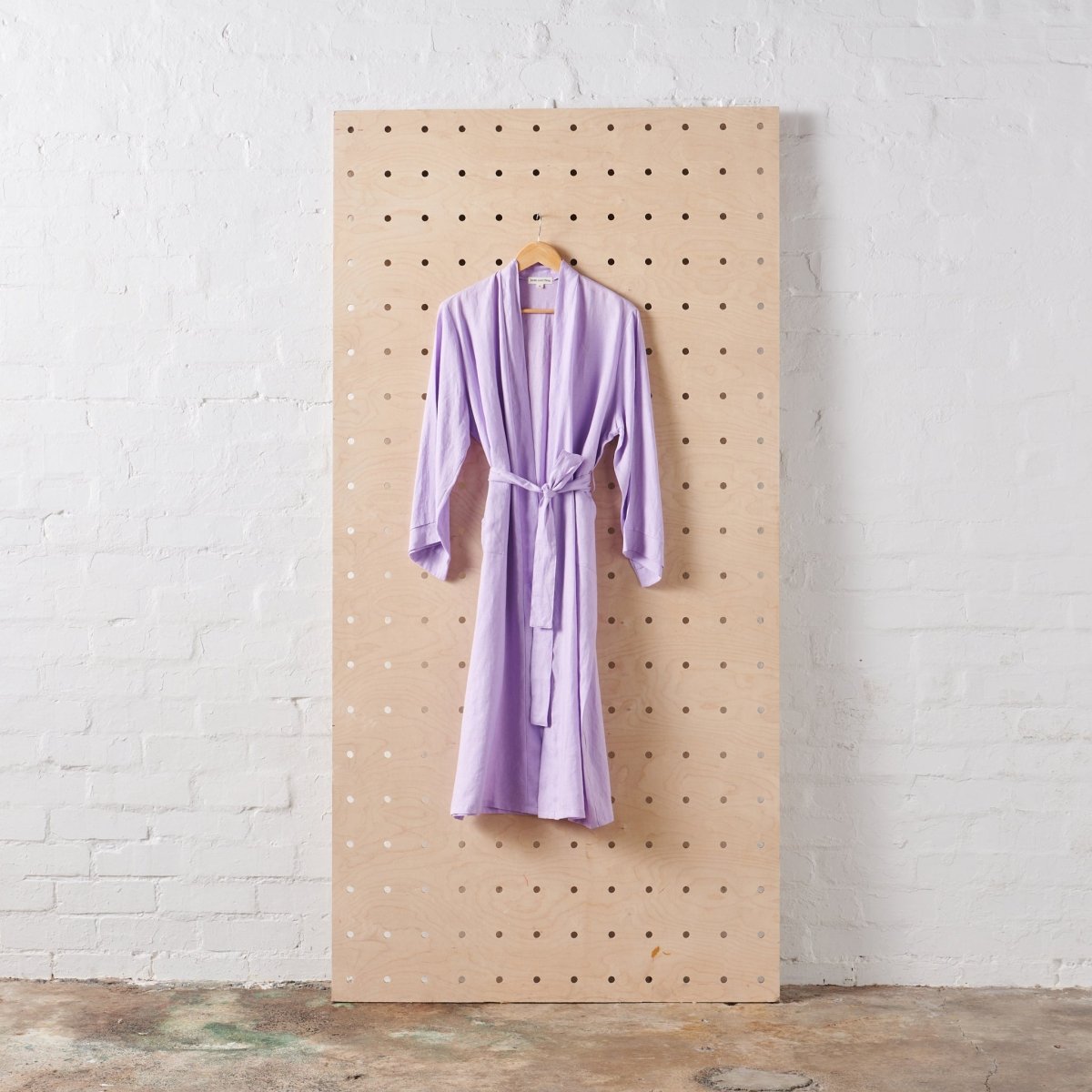 Long Linen Bathrobe in Purple