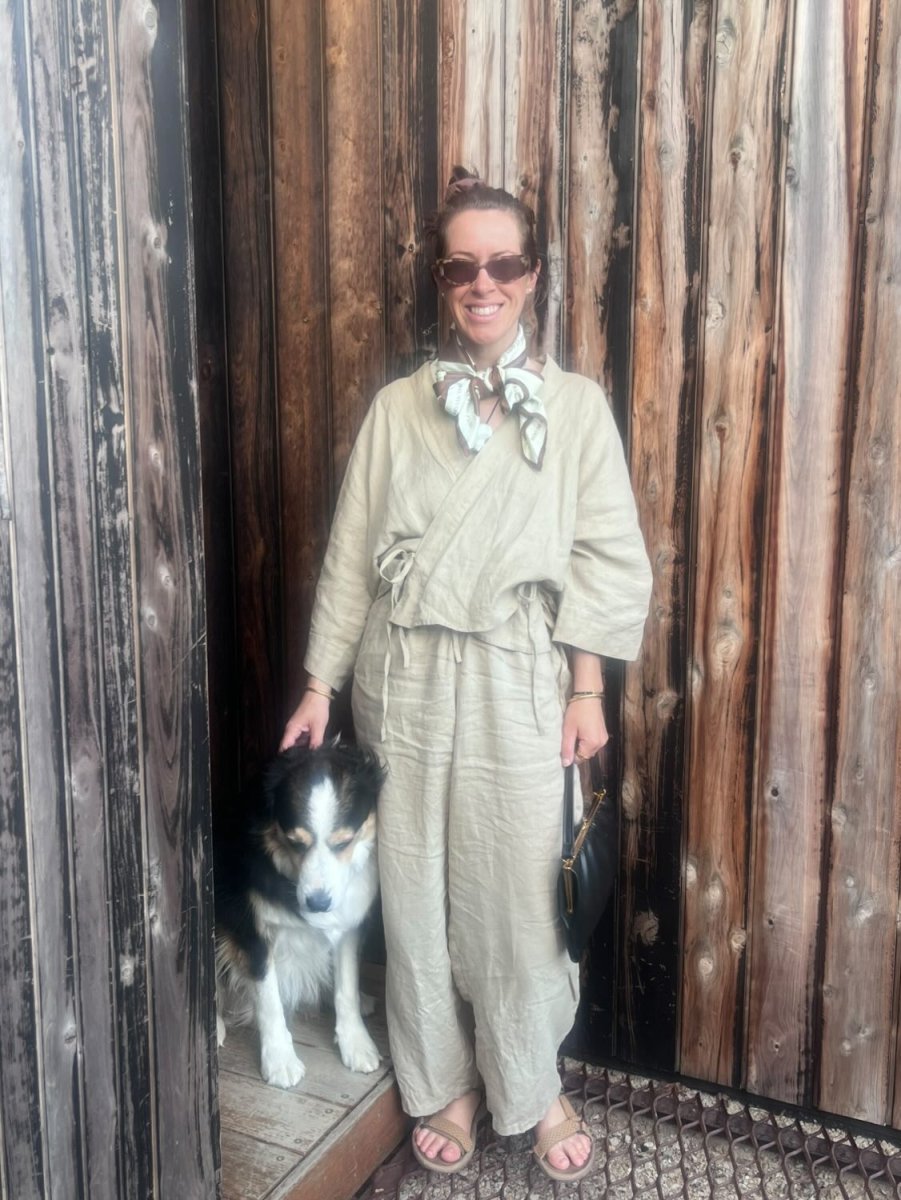 Linen Set - Wrap Shirt & Wide Leg Pant in Latte Linen | Bundle
