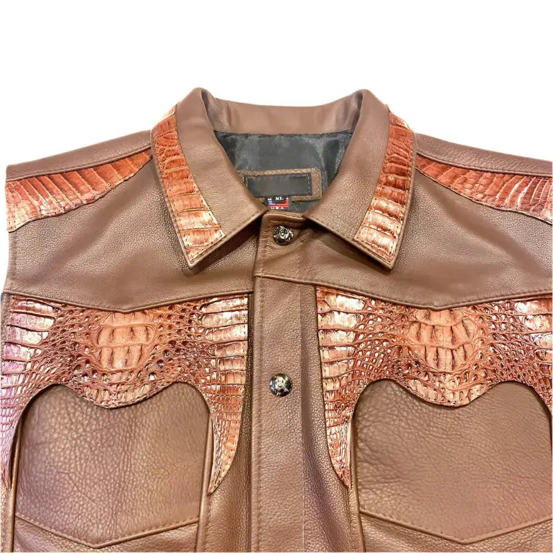 Mens Chocolate Brown Lambskin Vest