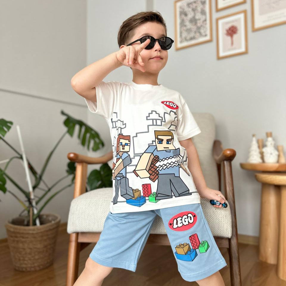 Pixel Explorer Boys Shorts Set