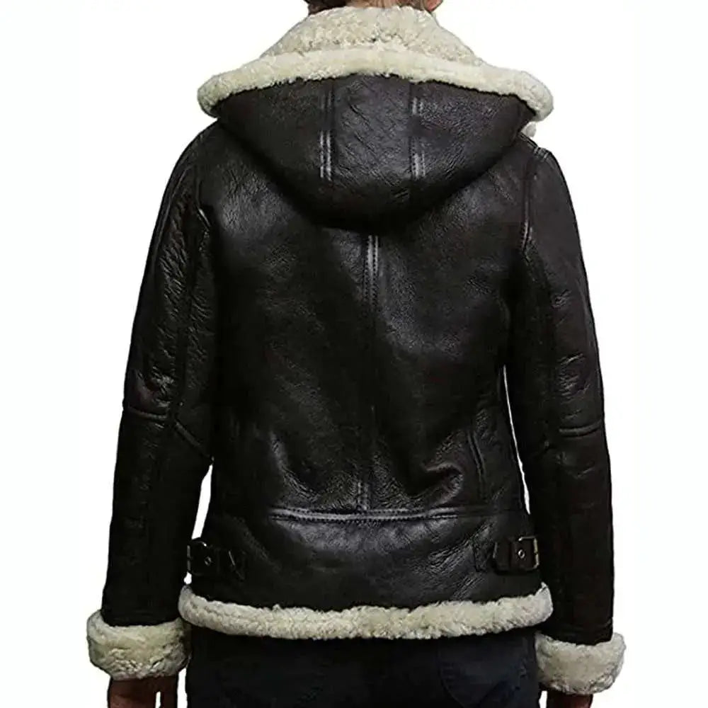 Womens Black Leather B3 Bomber Aviator Jacket