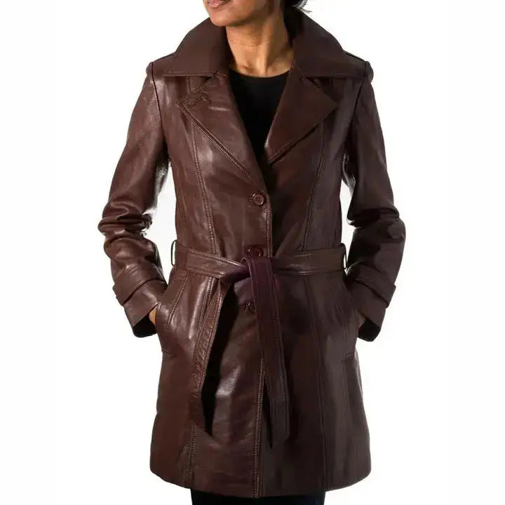 Women’s Chocolate Brown Sheepskin Leather Coat