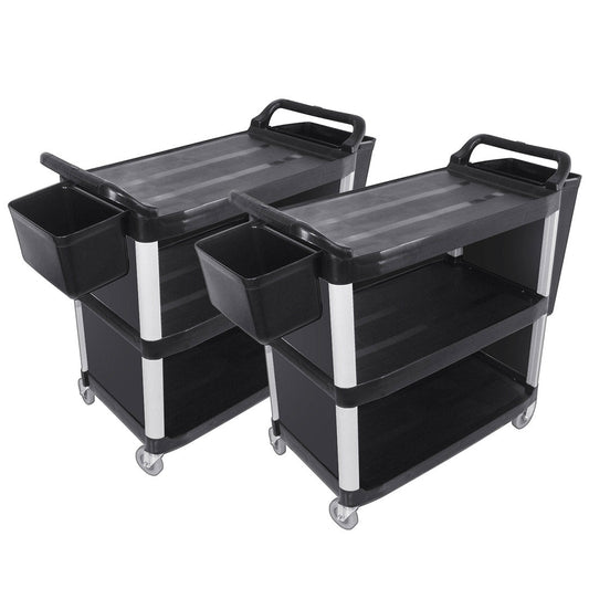 NNEAGS 2X 3 Tier Covered Food Trolley Food Waste Cart Storage Mechanic Kitchen with Bins-0