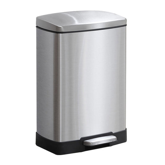 NNEAGS Foot Pedal Stainless Steel Rubbish Recycling Garbage Waste Trash Bin Rectangular Shape 12L Silver-0