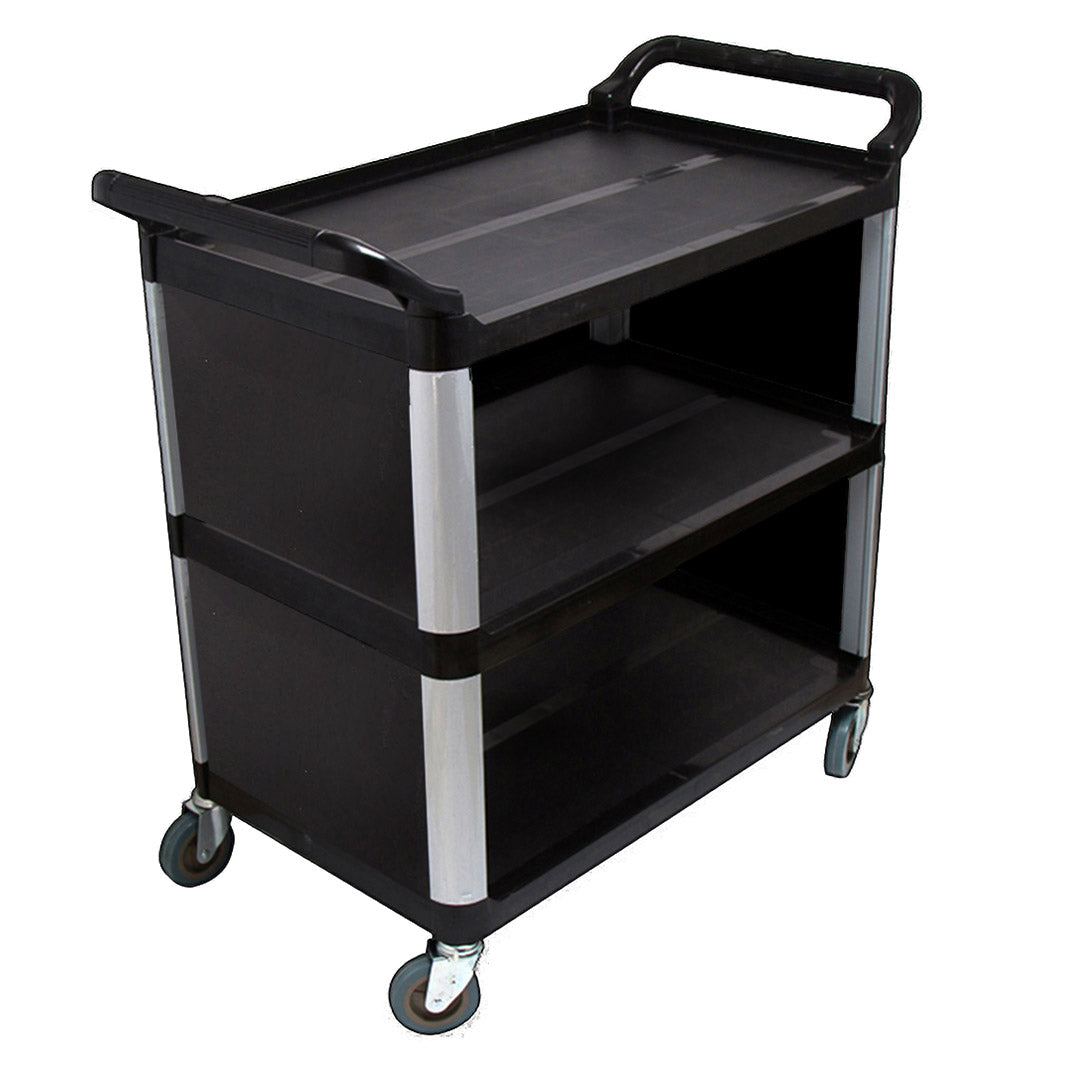 NNEAGS 3 Tier Covered Food Trolley Food Waste Cart Storage Mechanic Kitchen Black-0