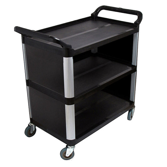 NNEAGS 3 Tier Covered Food Trolley Food Waste Cart Storage Mechanic Kitchen Black-0