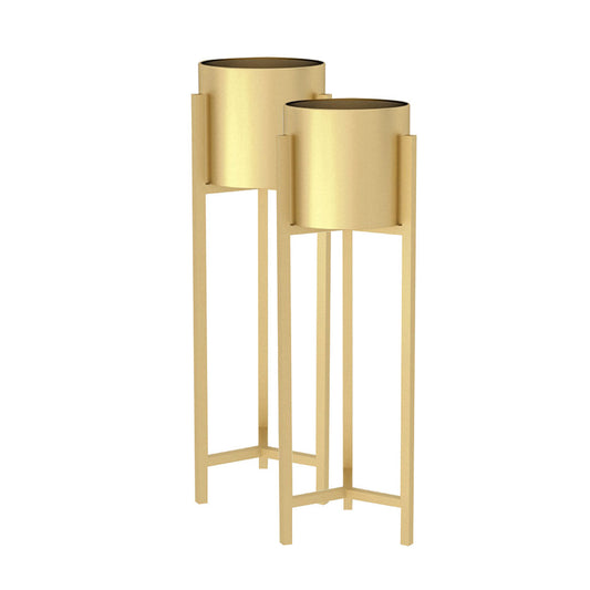 NNEAGS 2X 90cm Gold Metal Plant Stand with Flower Pot Holder Corner Shelving Rack Indoor Display-0