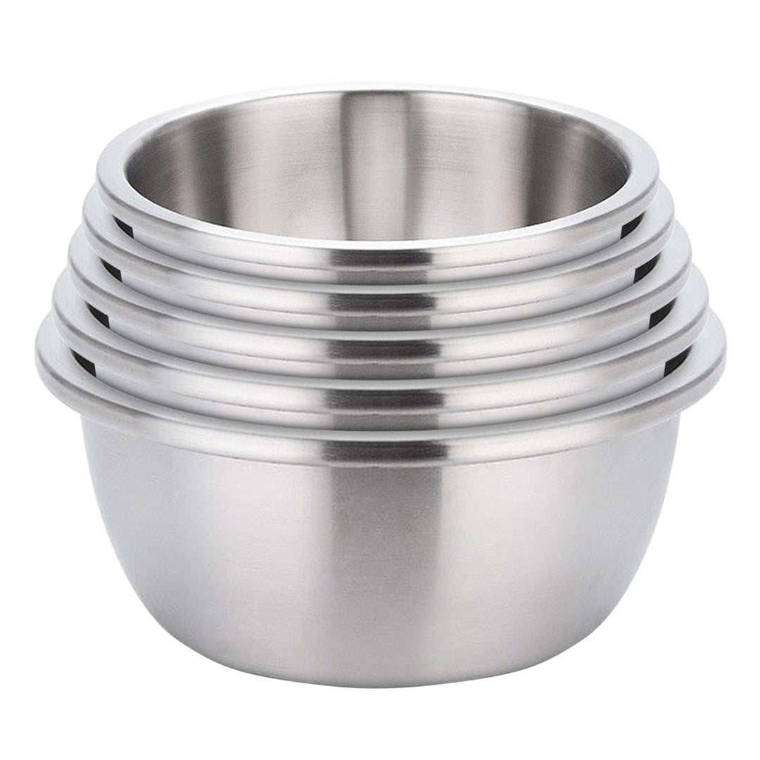 NNEAGS 5Pcs Deepen Matte Stainless Steel Stackable Baking Washing Mixing Bowls Set Food Storage Basin-0