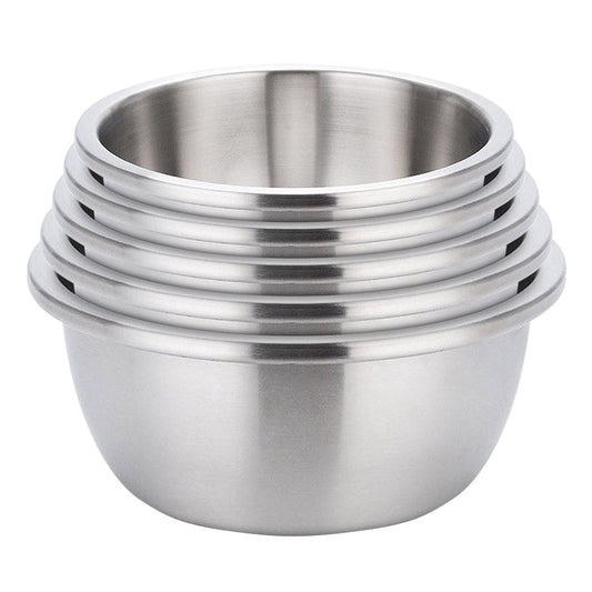 NNEAGS 5Pcs Deepen Matte Stainless Steel Stackable Baking Washing Mixing Bowls Set Food Storage Basin-0