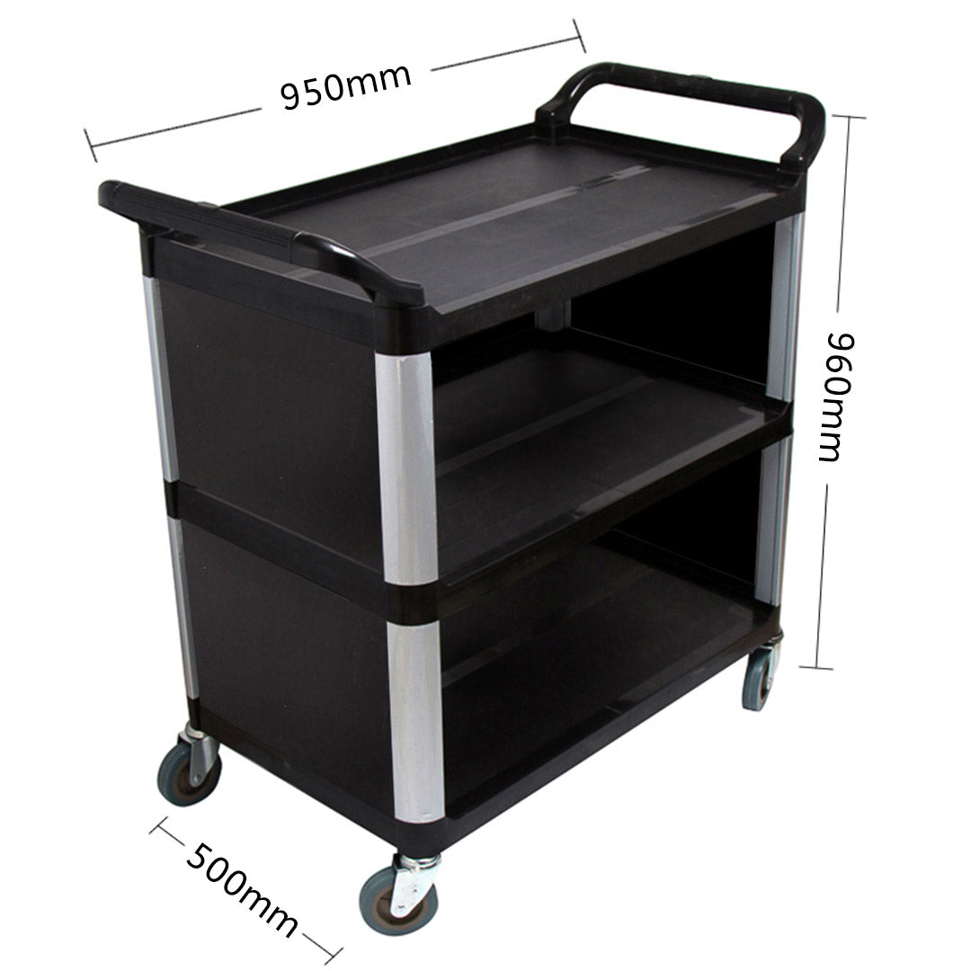 NNEAGS 3 Tier Covered Food Trolley Food Waste Cart Storage Mechanic Kitchen Black-1