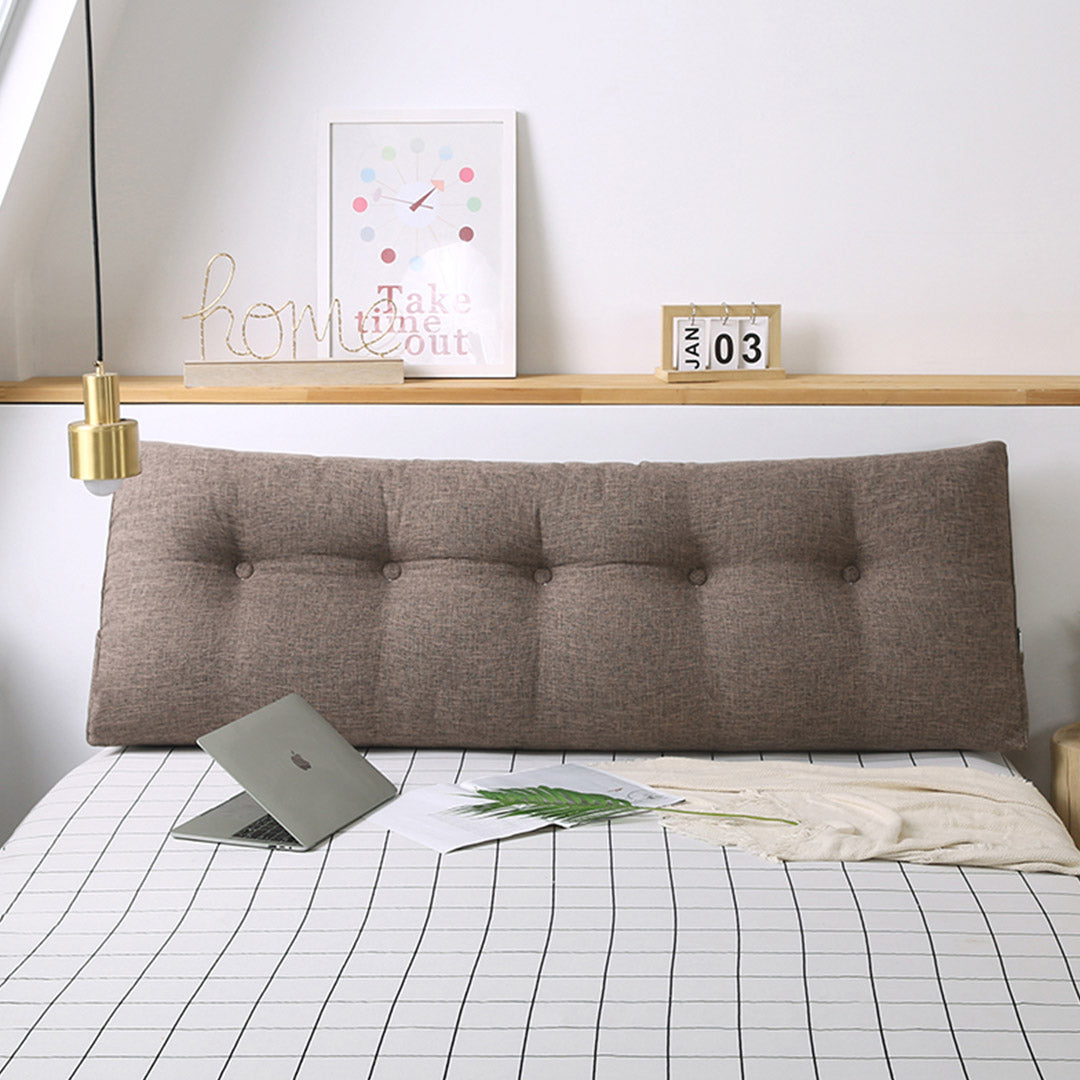 NNEAGS 120cm Coffee Triangular Wedge Bed Pillow Headboard Backrest Bedside Tatami Cushion Home Decor-2
