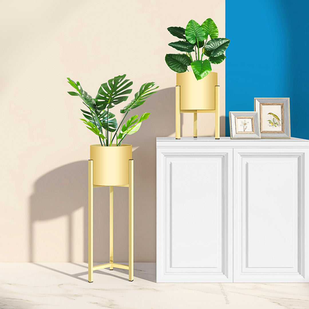 NNEAGS 2X 90cm Gold Metal Plant Stand with Flower Pot Holder Corner Shelving Rack Indoor Display-2