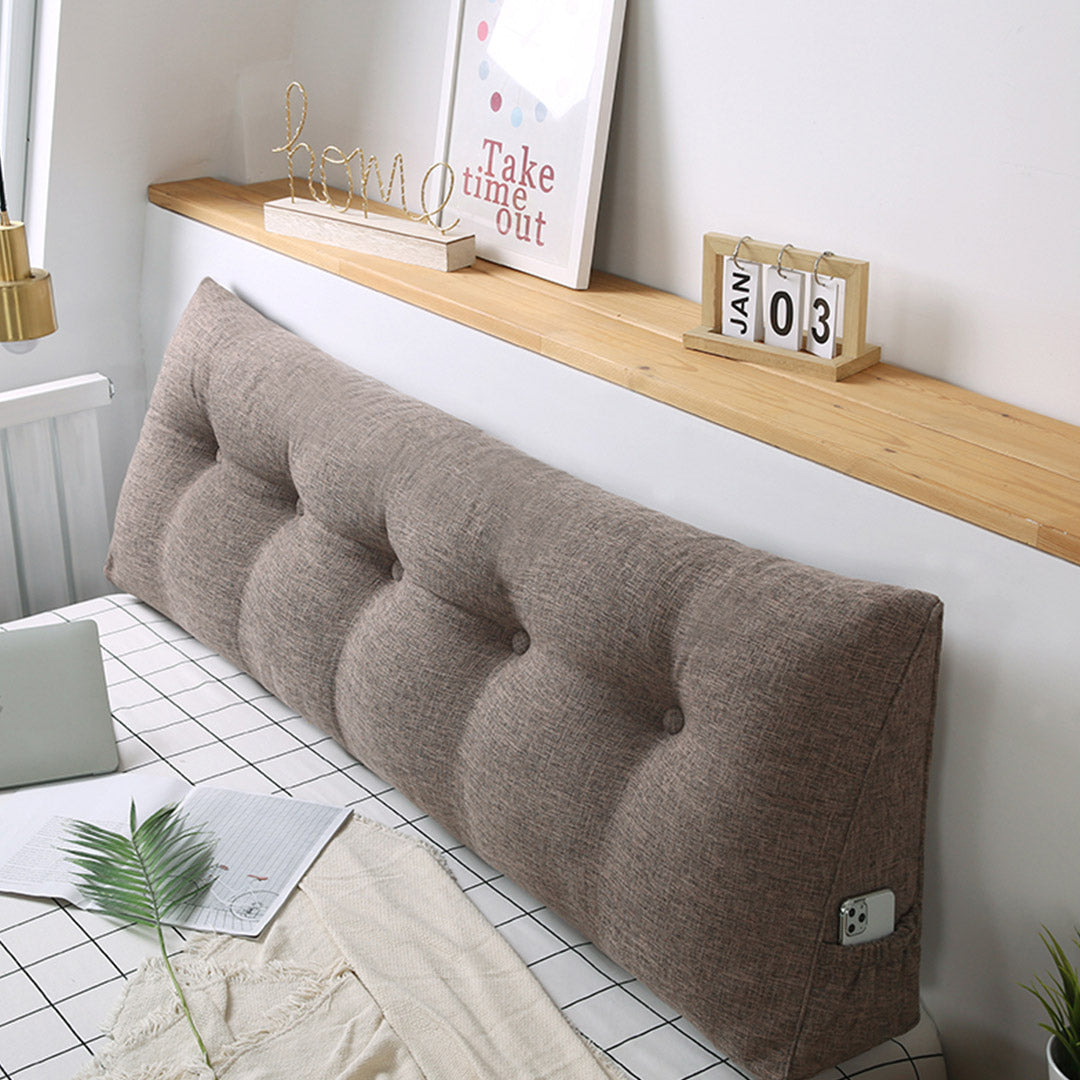 NNEAGS 120cm Coffee Triangular Wedge Bed Pillow Headboard Backrest Bedside Tatami Cushion Home Decor-3