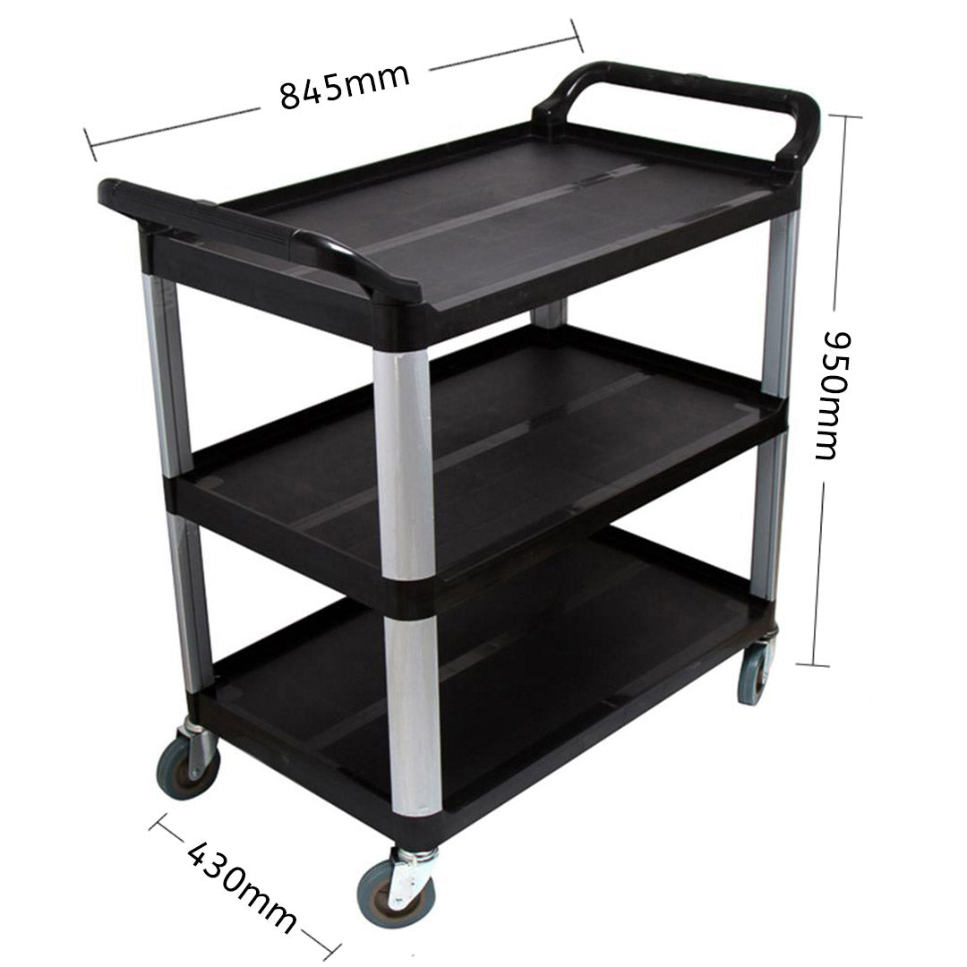 NNEAGS 3 Tier Food 83.5x43x95cm Trolley Food Waste Cart Storage Mechanic Kitchen Black Small-3