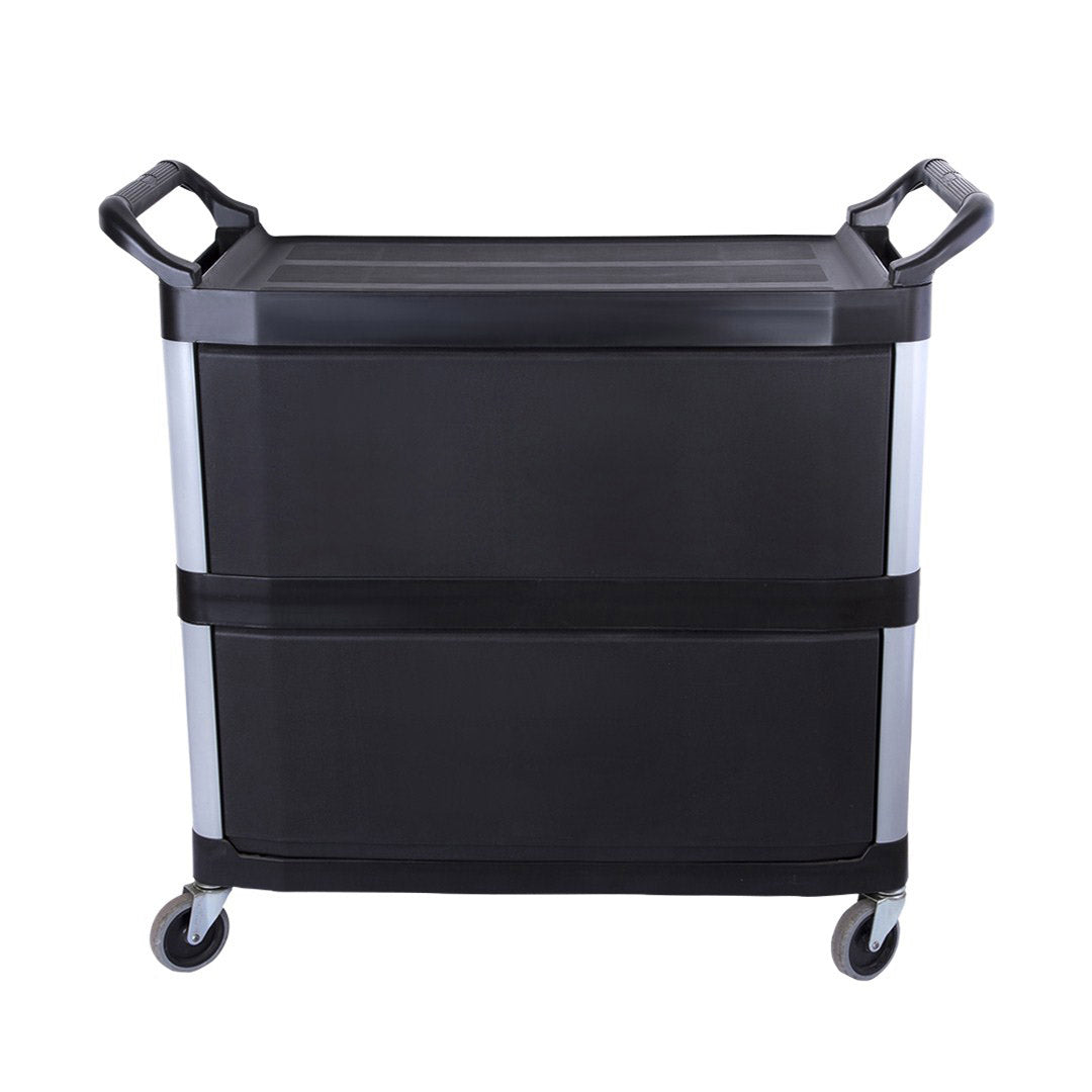 NNEAGS 2X 3 Tier Covered Food Trolley Food Waste Cart Storage Mechanic Kitchen with Bins-4