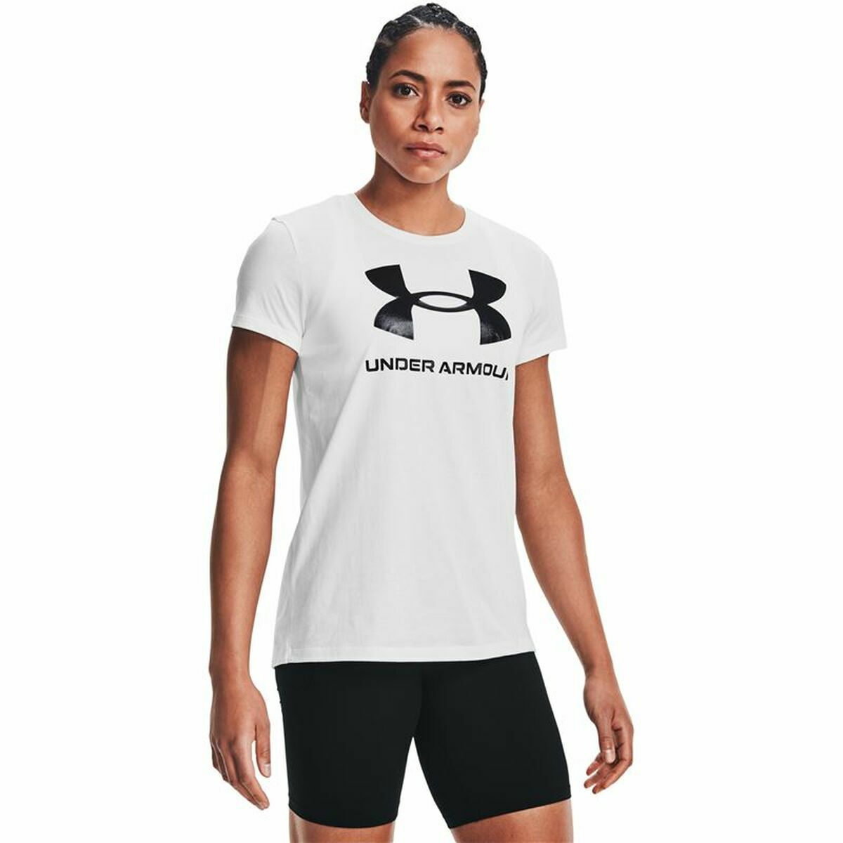 Women’s Short Sleeve T-Shirt Under Armour Sportstyle White-1