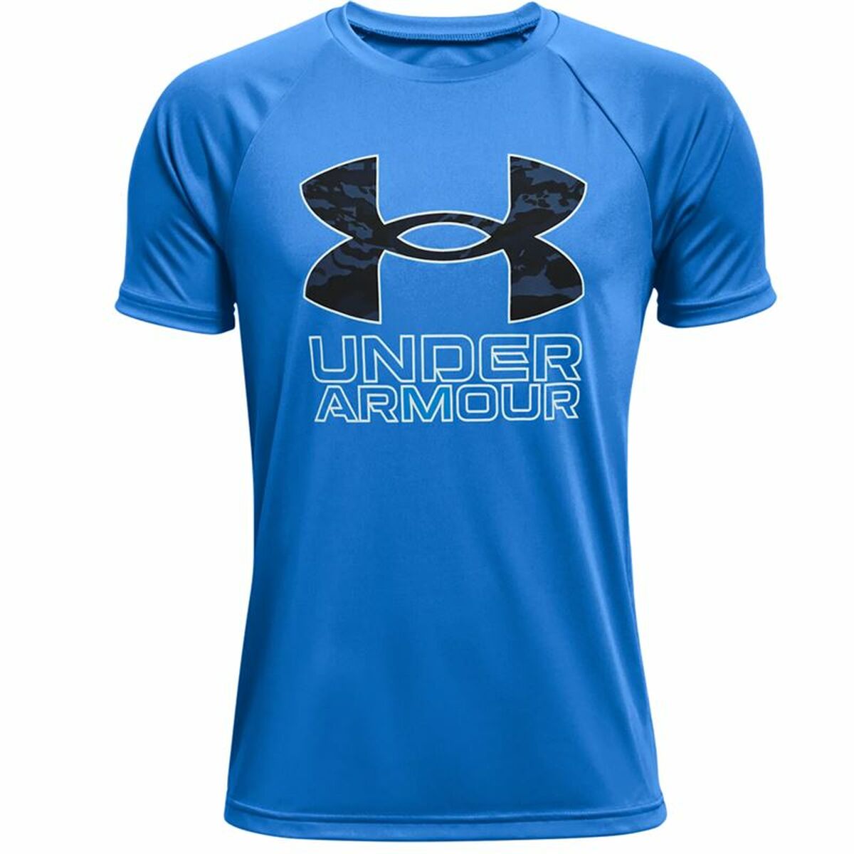 Children’s Short Sleeve T-Shirt Under Armour Tech Hybrid Blue-0