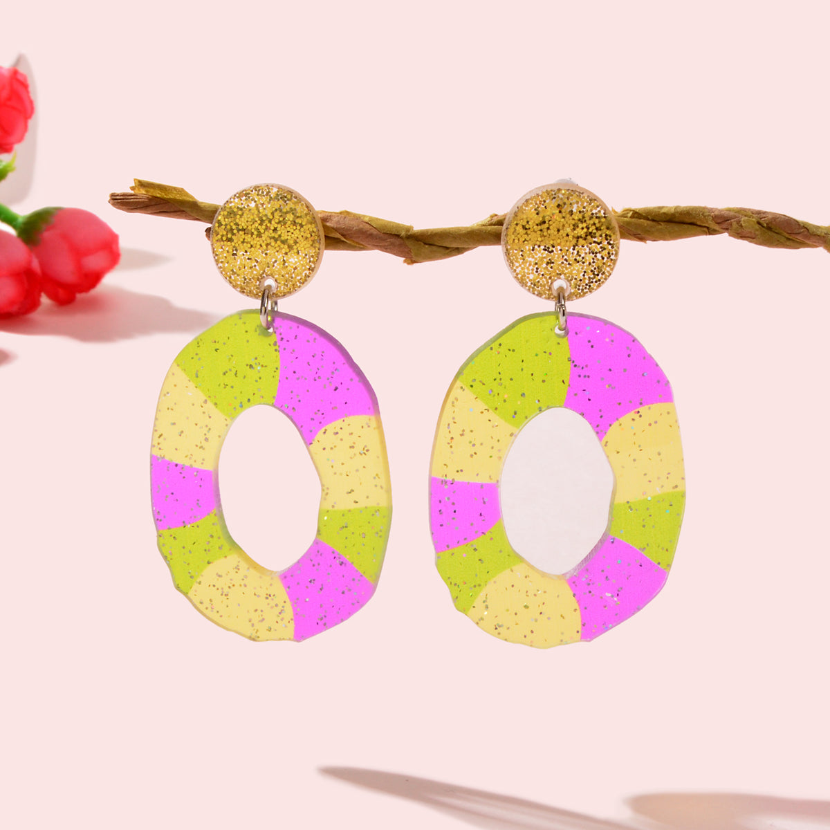 Sweet Y2k Accessories Lightweight Acrylic Candy Colour Circle Dangling Earrings-0
