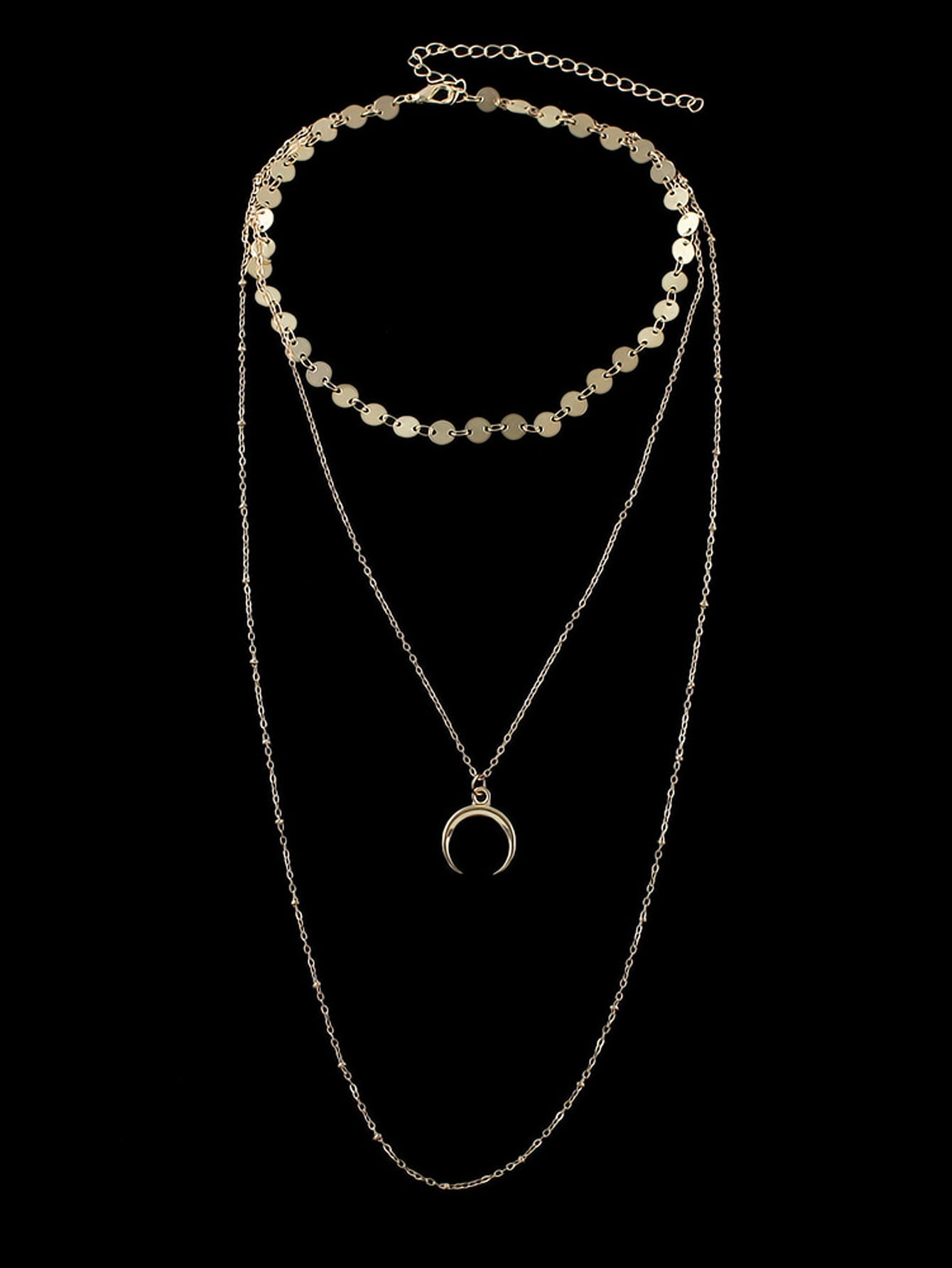 Boho Chic Multi-layer Gold Silver Chain Horns Charm Necklace Trendy Accessories-1