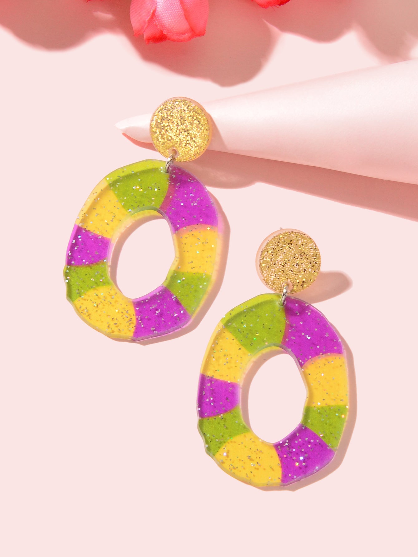 Sweet Y2k Accessories Lightweight Acrylic Candy Colour Circle Dangling Earrings-2