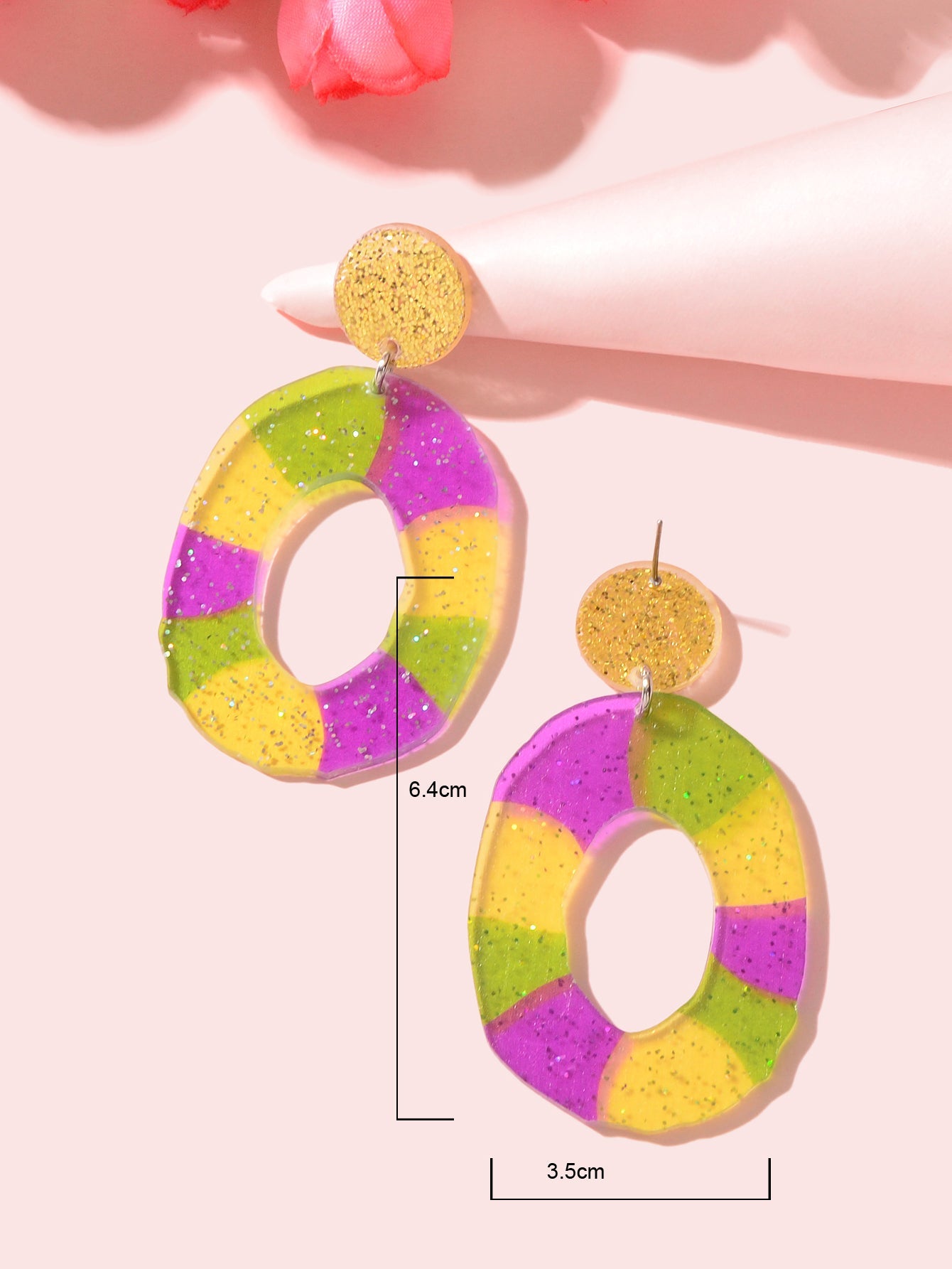Sweet Y2k Accessories Lightweight Acrylic Candy Colour Circle Dangling Earrings-3