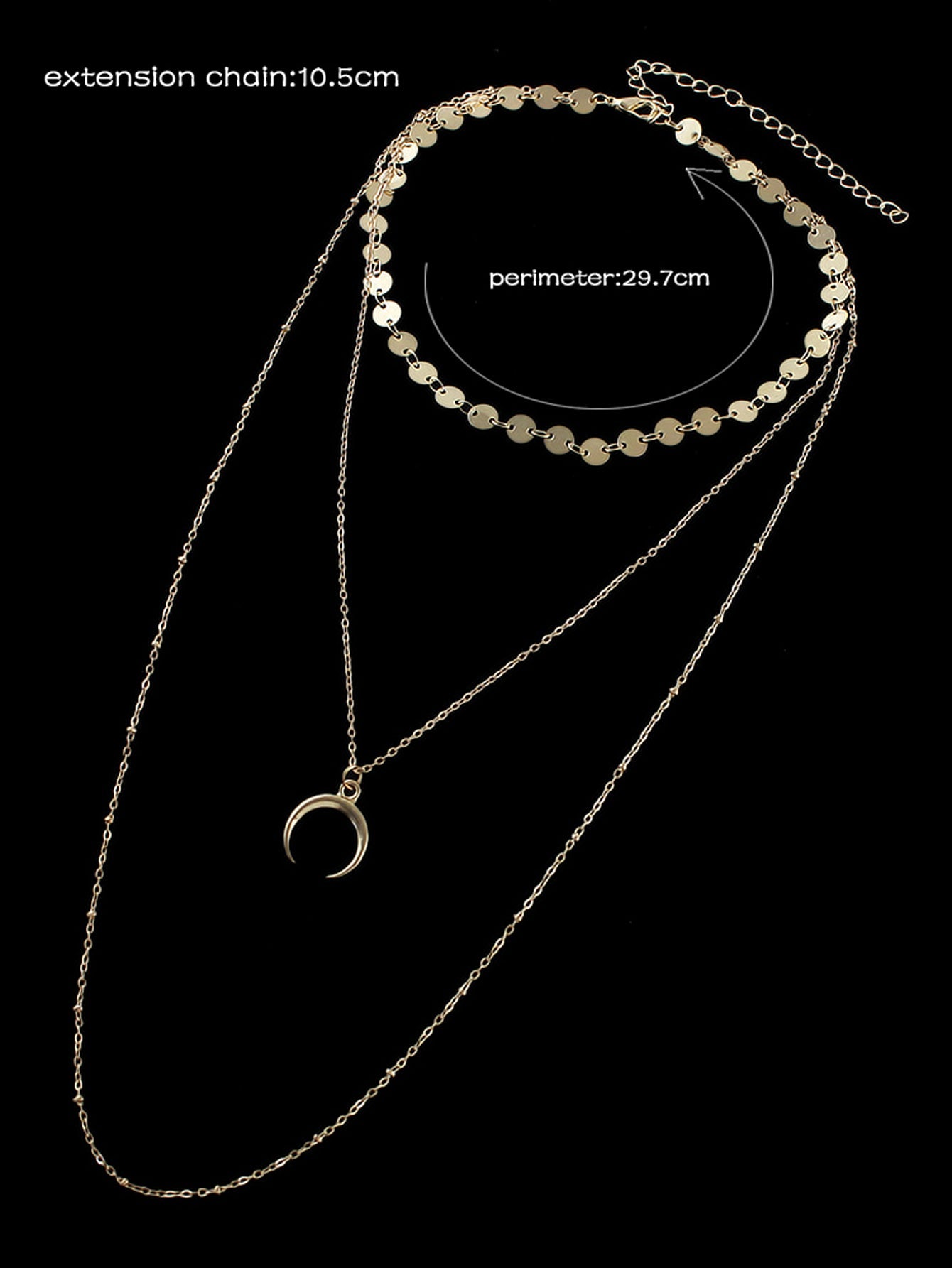 Boho Chic Multi-layer Gold Silver Chain Horns Charm Necklace Trendy Accessories-3