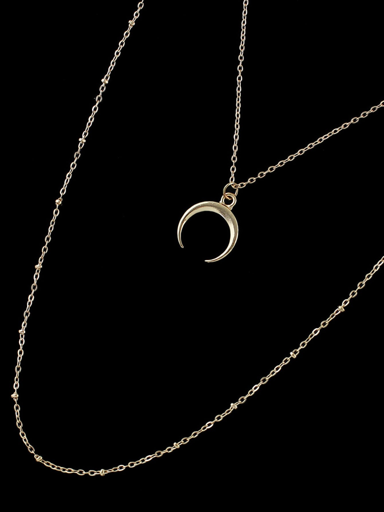 Boho Chic Multi-layer Gold Silver Chain Horns Charm Necklace Trendy Accessories-4